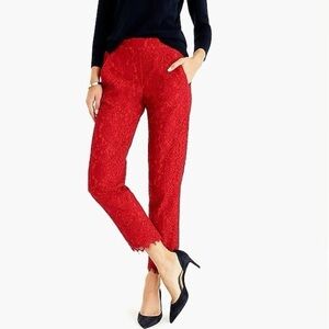 J. Crew Red Lace Cropped Pants